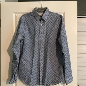 Express Men's Blue Patterned Shirt